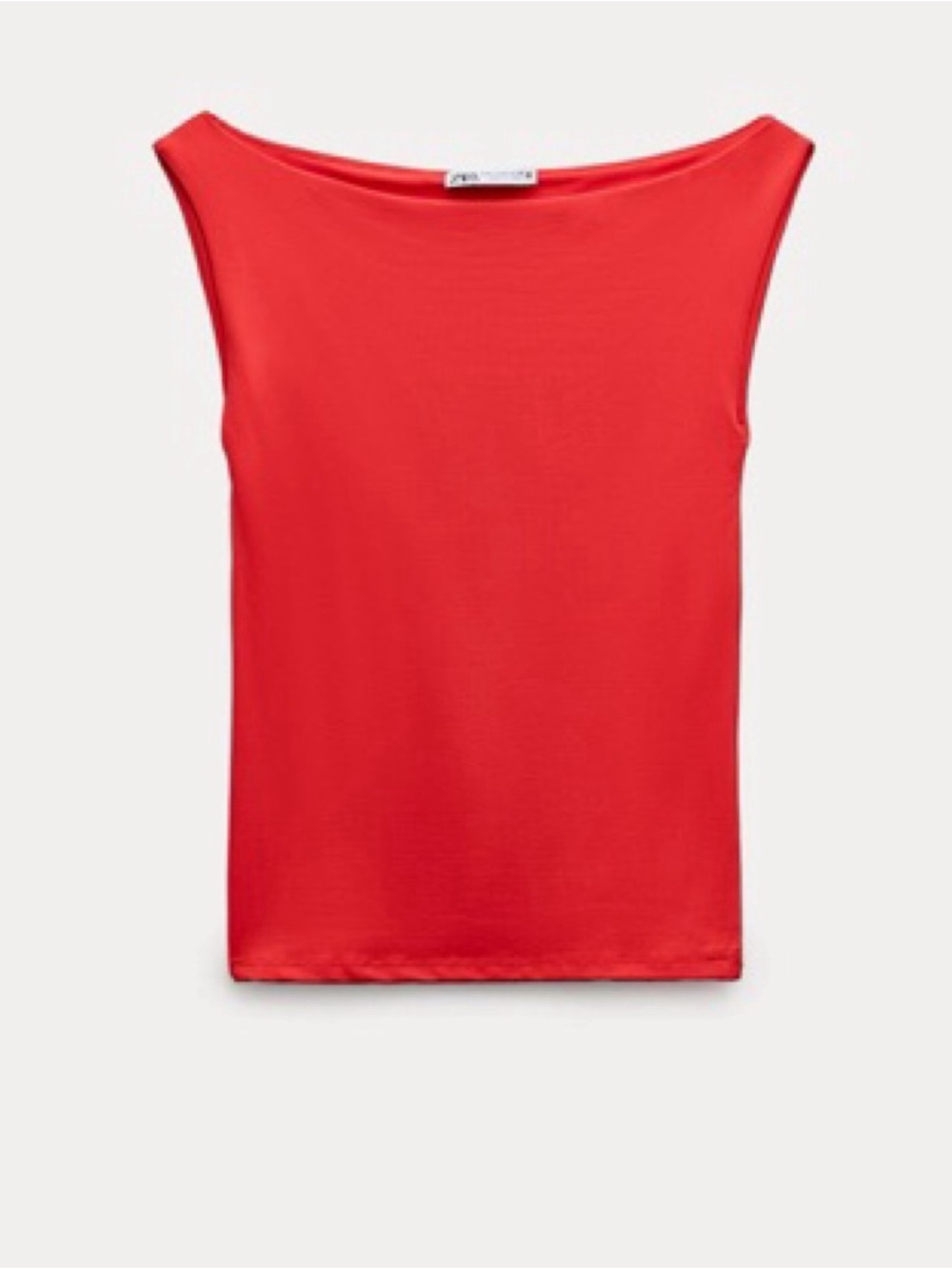 Zara Sleeveless Boatneck Tank Top in Bright Red